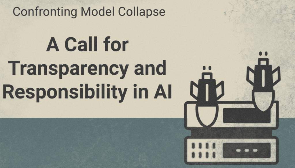 Editorial graphic showing server towers with bombs above them, alongside bold text calling for AI transparency and responsibility, symbolizing the urgent risk of unchecked model proliferation.